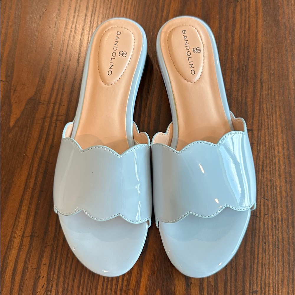 Bandolino Sky Blue Scalloped Slides